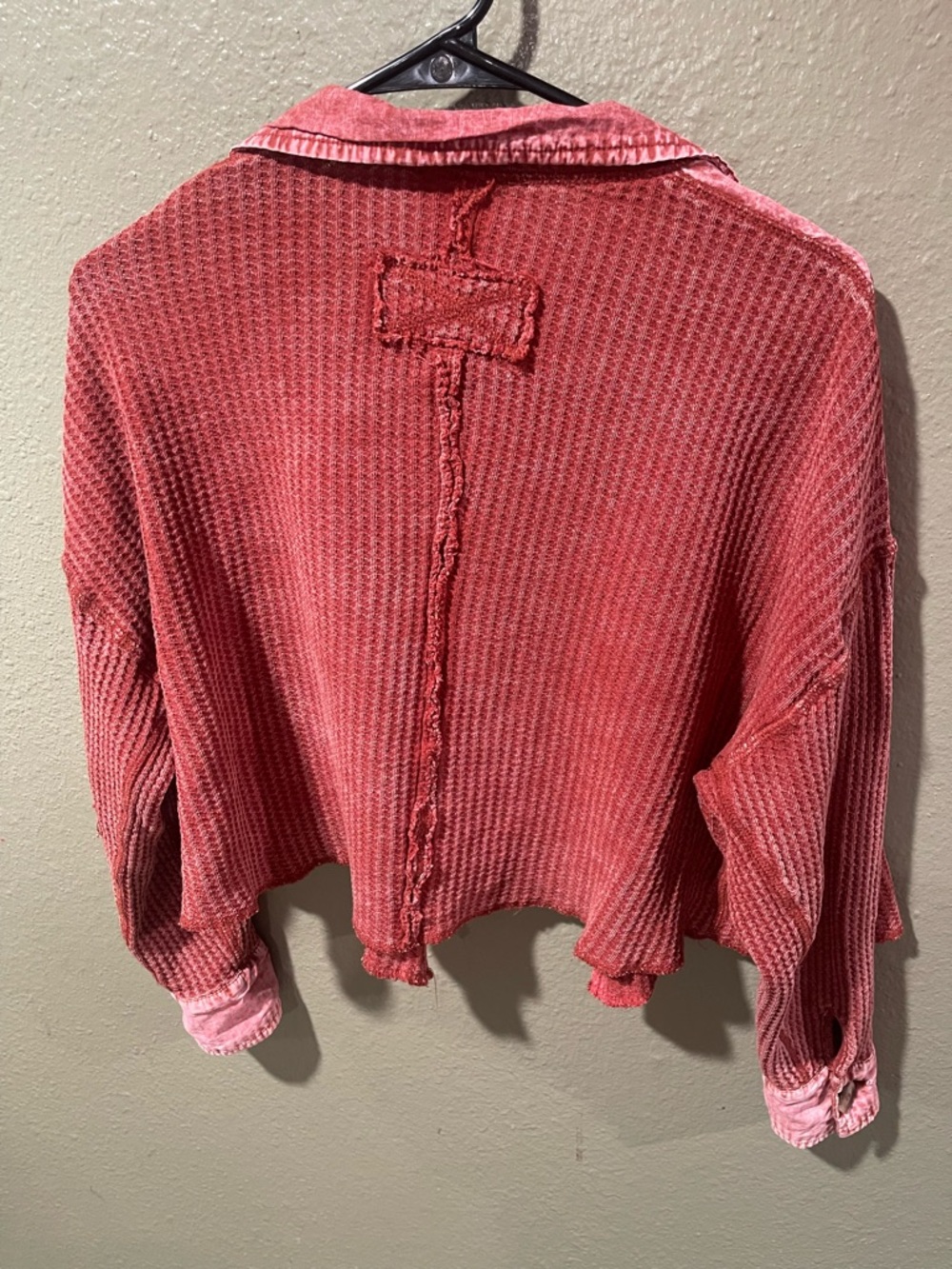 Textured Waffle-Knit Button Jacket - Dusty Rose 100% Cotton - Picture 6 of 6